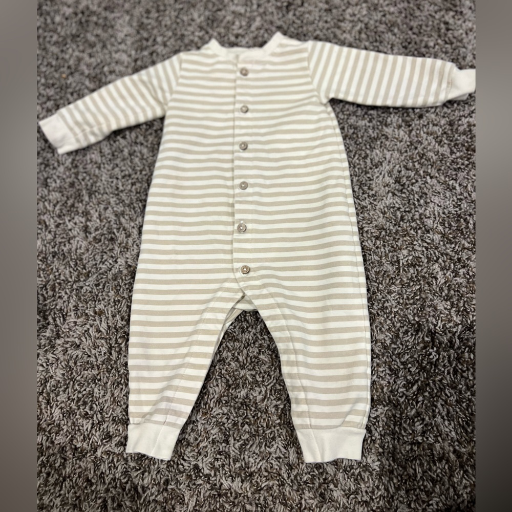 Quincy Mae Cream and Tan Striped One Piece